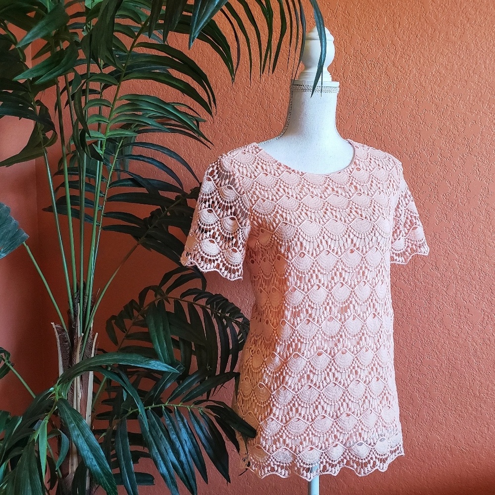 Madewell Broadway and Broome Crochet Scallop Top